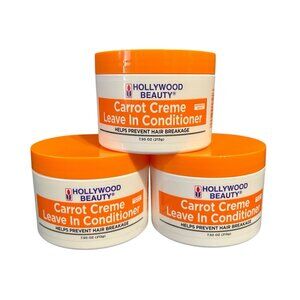 3X Hollywood Beauty Carrot Creme, Leave In Conditioner Prevent Hair Break 7.5 oz